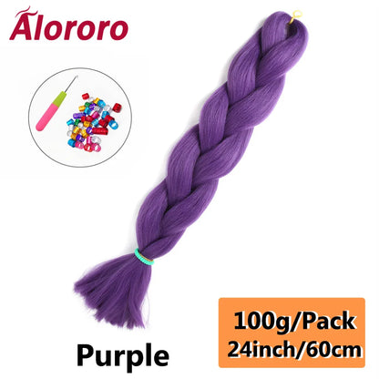 24 Inches Jumbo Braiding Hair Synthetic Hair Extensions Afro Ombre Crochet Braid Hair Wholesale For Women Alororo