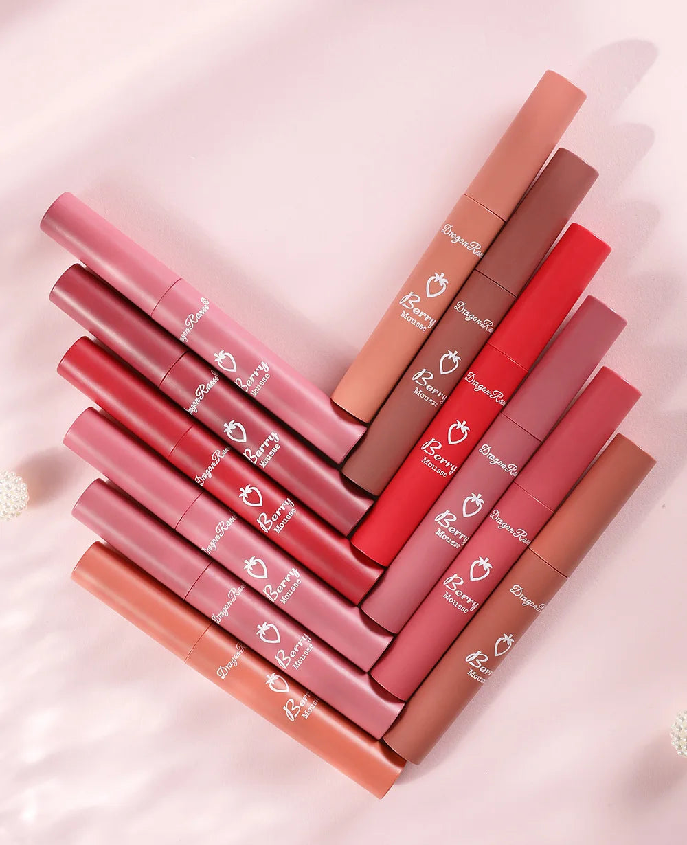 12colors Matte Lip Gloss Berry Mousse Velvet Lip Glaze Waterproof Lasting Not Easy To Fade Lipstick Sexy Lip Makeup Cosmetic New