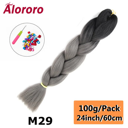 24 Inches Jumbo Braiding Hair Synthetic Hair Extensions Afro Ombre Crochet Braid Hair Wholesale For Women Alororo