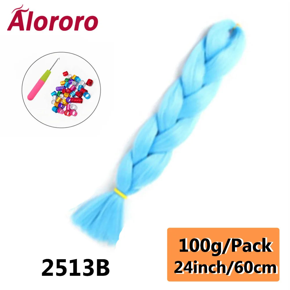 24 Inches Jumbo Braiding Hair Synthetic Hair Extensions Afro Ombre Crochet Braid Hair Wholesale For Women Alororo