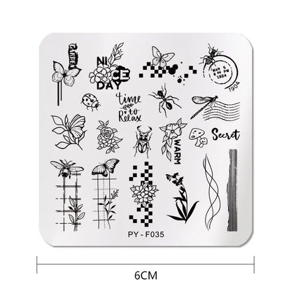 PICT YOU Nail Stamping Plates Insects Plant Pattern Nail Art Plate Stencil Line Pictures Christmas Theme Image Plates Mold