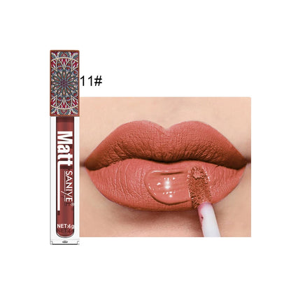 Waterproof Matte Nude Lipstick Brown Nude Pigment Dark Red Long Lasting Velvet Lip Gloss Balm Women Makeup Lipgloss Maquiagem