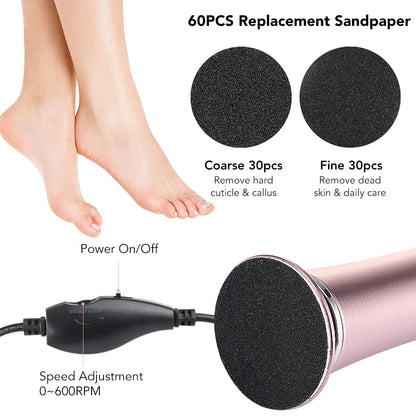 Electric Pedicure Tools Foot Care File Leg Heels Remove Dead Skin Callus Remover Feet Clean Care Machine & Replacement Sandpaper