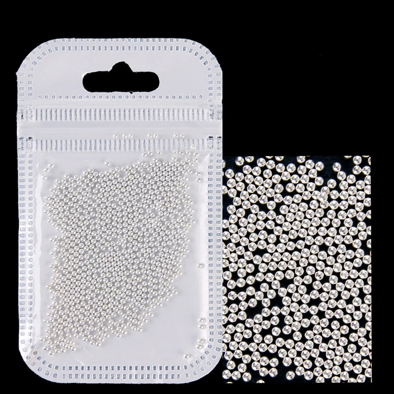 1 Pack 0.6-2.0mm Nail Art Caviar Bead 10g Rhinestone for  Micro Steel Ball 3D  Decorations UV Gel Acrylic Tips