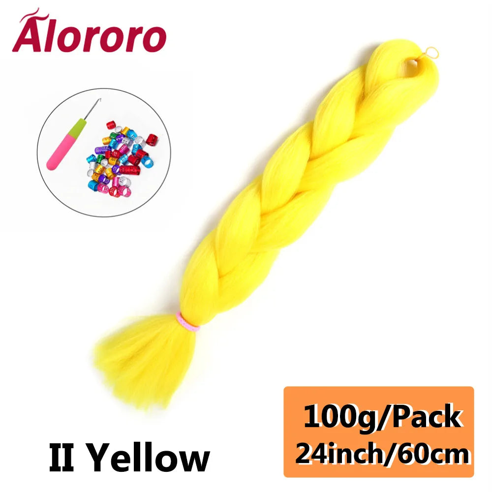 24 Inches Jumbo Braiding Hair Synthetic Hair Extensions Afro Ombre Crochet Braid Hair Wholesale For Women Alororo