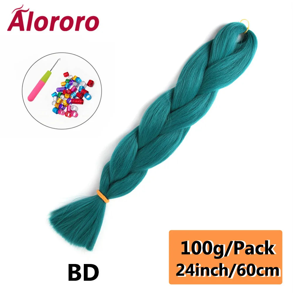 24 Inches Jumbo Braiding Hair Synthetic Hair Extensions Afro Ombre Crochet Braid Hair Wholesale For Women Alororo