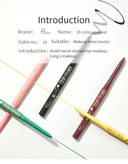 18 Color Eyeliner Waterproof Gel Eye Liner Pencil No Smudging Makeup Cosmetics For Charm Colored Eyes Cosmetics Pen Long Lasting