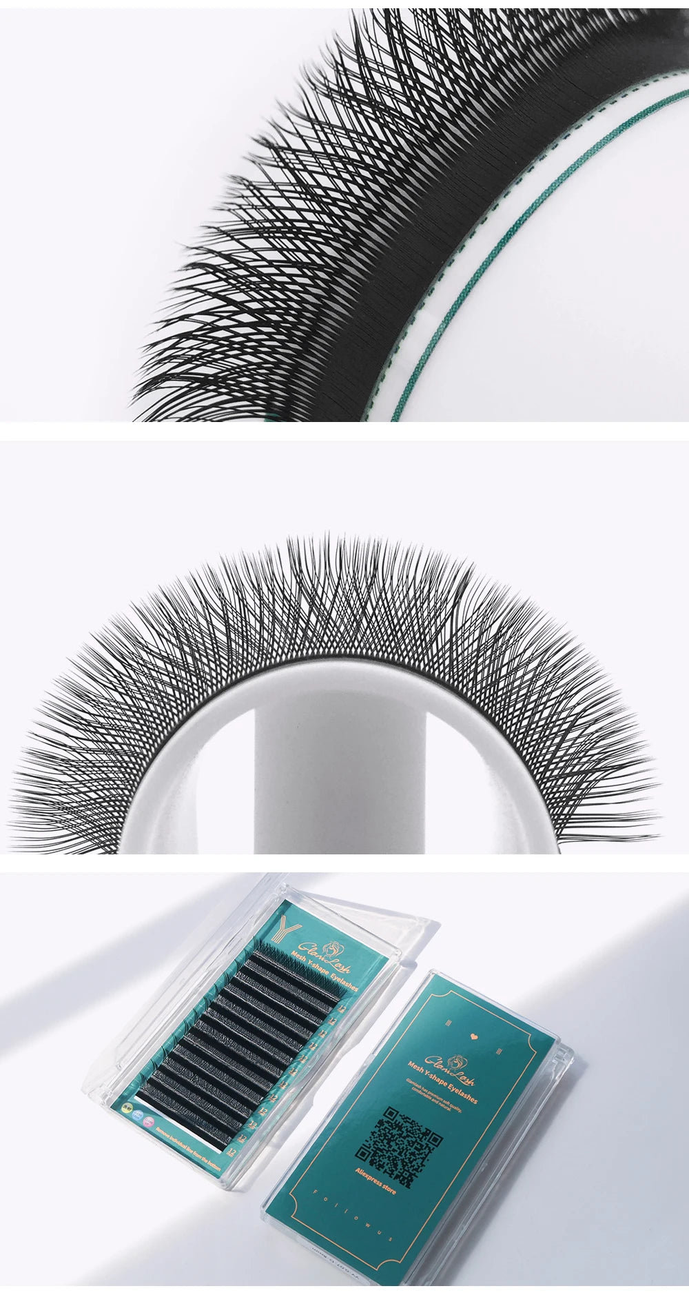 GLAMLASH YY Shape Eyelash Extensions Blue Purple Waved 2D Premade Volume Lashes Fluffy Natural