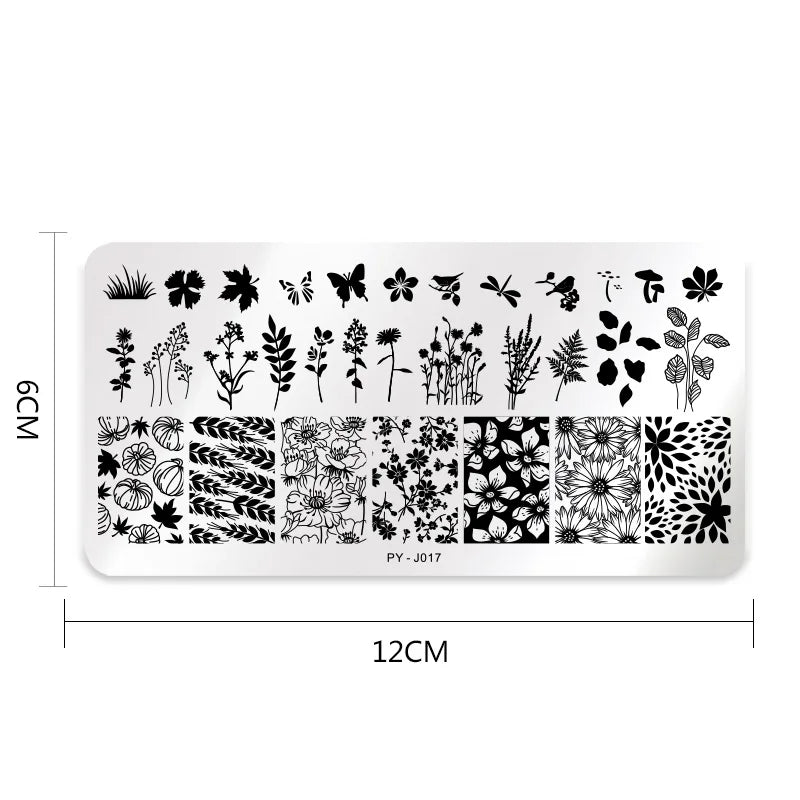 PICT YOU Flower Nail Stamping Plates Line Pictures Nail Art Plate Stamp Template Marble Leaves Image Printing Plates Nail Tools