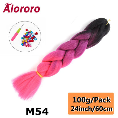 24 Inches Jumbo Braiding Hair Synthetic Hair Extensions Afro Ombre Crochet Braid Hair Wholesale For Women Alororo