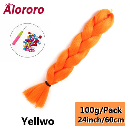 24 Inches Jumbo Braiding Hair Synthetic Hair Extensions Afro Ombre Crochet Braid Hair Wholesale For Women Alororo