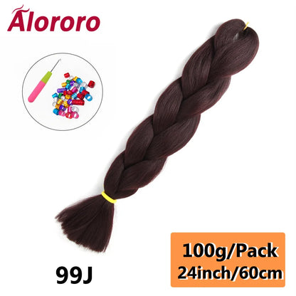 24 Inches Jumbo Braiding Hair Synthetic Hair Extensions Afro Ombre Crochet Braid Hair Wholesale For Women Alororo