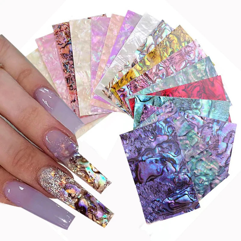 3D Nail Art Decal Adhesive Stickers Natural Sea Shell Sheets Sticker Press On Custom Nails Acrylic Manicure Decoration