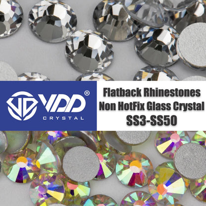 VDD SS3-SS50 Top High Quality Glass Rhinestones Super Bright Crystal Non Hot-fix Flatback Glue On 3D Stones For DIY Nail Art