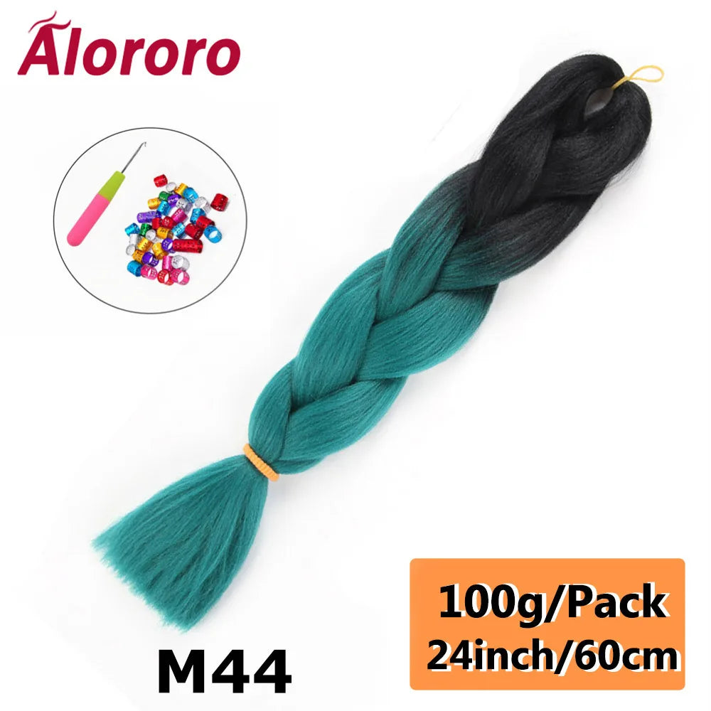 24 Inches Jumbo Braiding Hair Synthetic Hair Extensions Afro Ombre Crochet Braid Hair Wholesale For Women Alororo