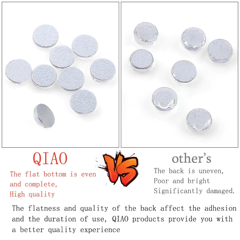 QIAO Glitter Rhinestones Crystal AB SS3-SS50 Non Hot Fix FlatBack Strass Sewing & Fabric Garment Rhinestone Nail Art Stone