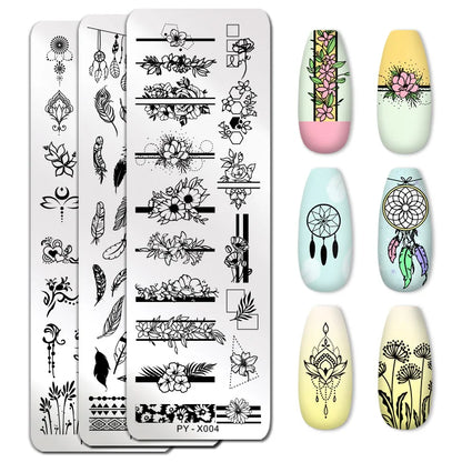 PICT YOU Flower Leaf Geometry Nail Stamping Plate Stainless Steel Nail Image Plate Stencil Tools DIY Printing Stamp Template