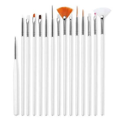 15Pcs/Set Nail Art Brush Ombre Brushes UV Gel Nail Polish Brush Painting Drawing Carving Pen Set For Manicure DIY Design Tools