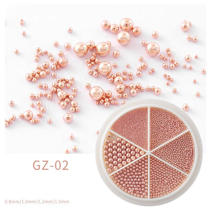 6 Grids Nail Art Tiny Steel Caviar Beads 0.8-1.5mm Mixed Size 3D Design Rose Gold Silver Jewelry Manicure DIY Decoration