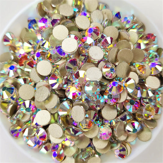 Top Glitter Crystal AB Gold Base Non Hot Fix Rhinestones SS3-SS40 FlatBack Strass Sewing & Fabric Garment Nail Art Decorations