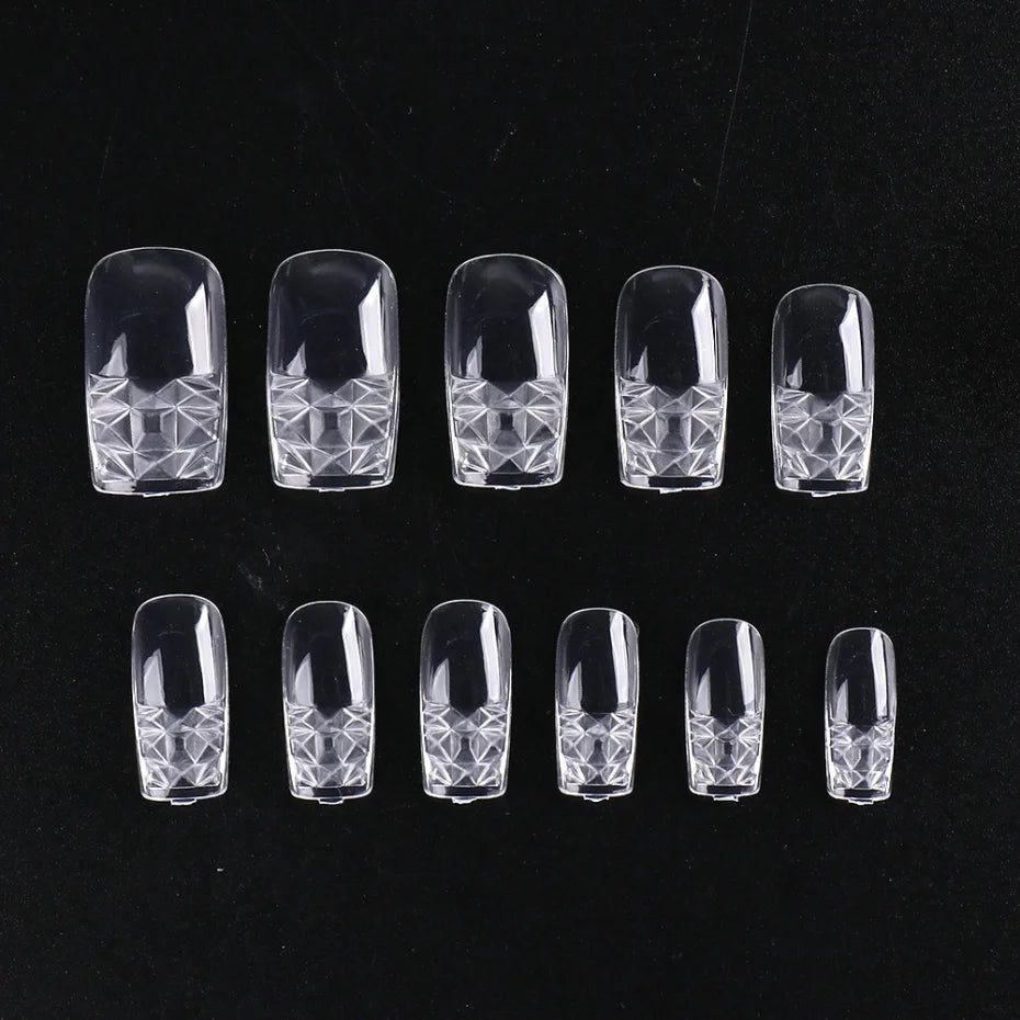 500pcClear Glaze Fake Nail Tips Square Stiletto Coffin Press on Nail Full Cover False Art Nail Capsules for Extension Set LA1989