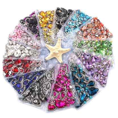 Teardrop Shape Mix Size Glass Crystal Strass Pointback Claw Setting/Cup Chain Rim Rhinestones For Clothing/Wedding Decorations