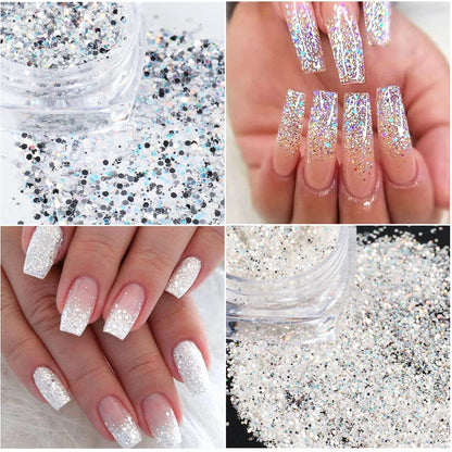 6pc Glitter For Nails Mixed Hexagon Sequin Champagne Laser Sliver Nail Art Flakes Paillette Manicure Decoration Design LA1539-27