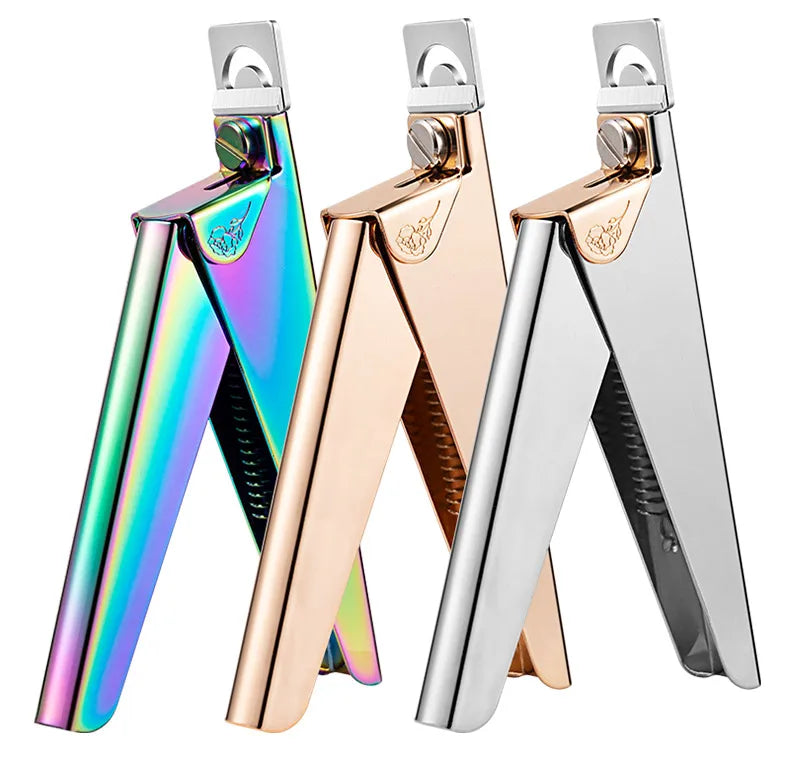 Stainless Steel UV Gel False Nail Tips Trimmer Clipper Edge Cutter Nail Art Manicure U Word Rainbow Gold Silver Tools