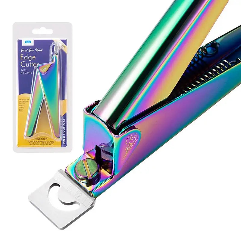 Stainless Steel UV Gel False Nail Tips Trimmer Clipper Edge Cutter Nail Art Manicure U Word Rainbow Gold Silver Tools