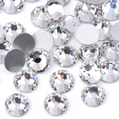 Top quality SS3-SS50 Clear Crystal White 3D Nail Art Decoration rhinestones Silver Flatback Rhinestones Glitter Gems