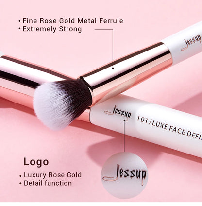 Jessup Professional Makeup Brushes Set 15pcs Make up Brush Natural-synthetic Foundation Powder Detail Eye Brush Pearl White T222