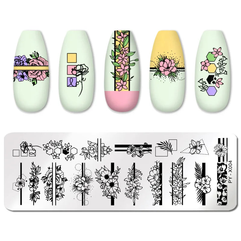 PICT YOU Flower Leaf Geometry Nail Stamping Plate Stainless Steel Nail Image Plate Stencil Tools DIY Printing Stamp Template