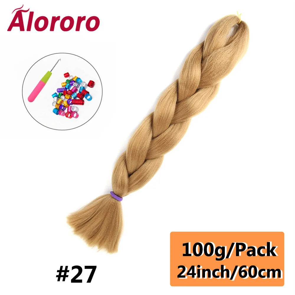 24 Inches Jumbo Braiding Hair Synthetic Hair Extensions Afro Ombre Crochet Braid Hair Wholesale For Women Alororo