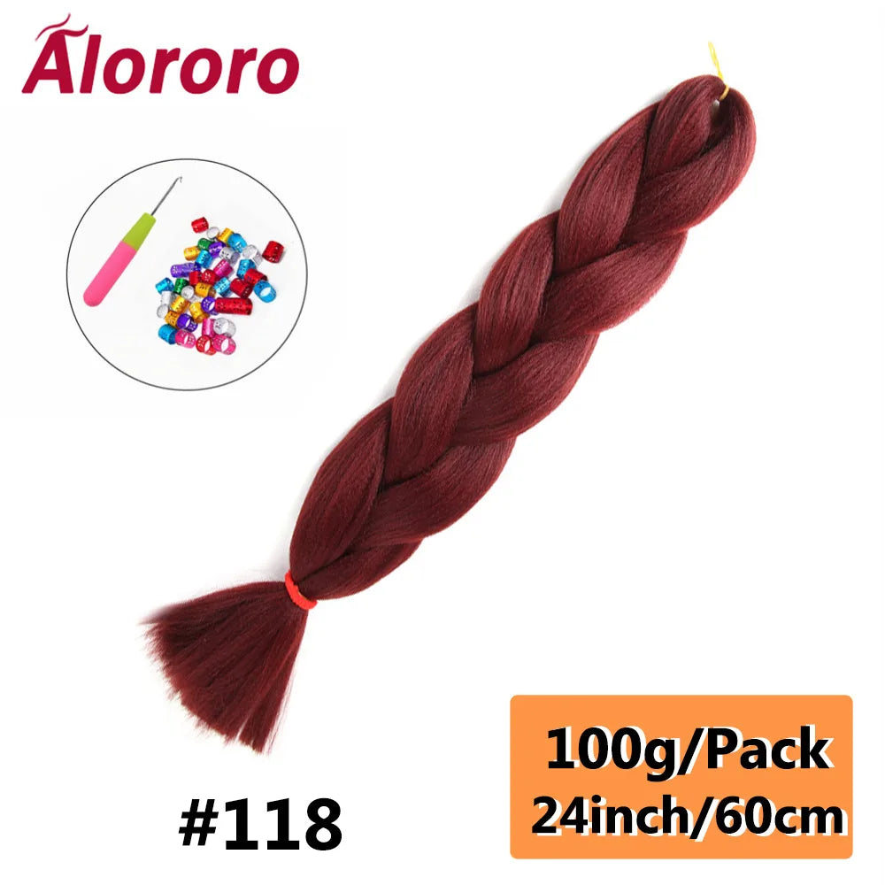 24 Inches Jumbo Braiding Hair Synthetic Hair Extensions Afro Ombre Crochet Braid Hair Wholesale For Women Alororo