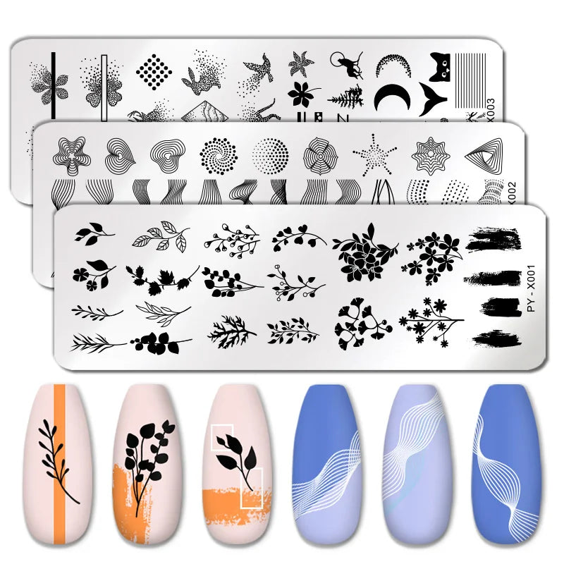 PICT YOU Flower Leaf Geometry Nail Stamping Plate Stainless Steel Nail Image Plate Stencil Tools DIY Printing Stamp Template