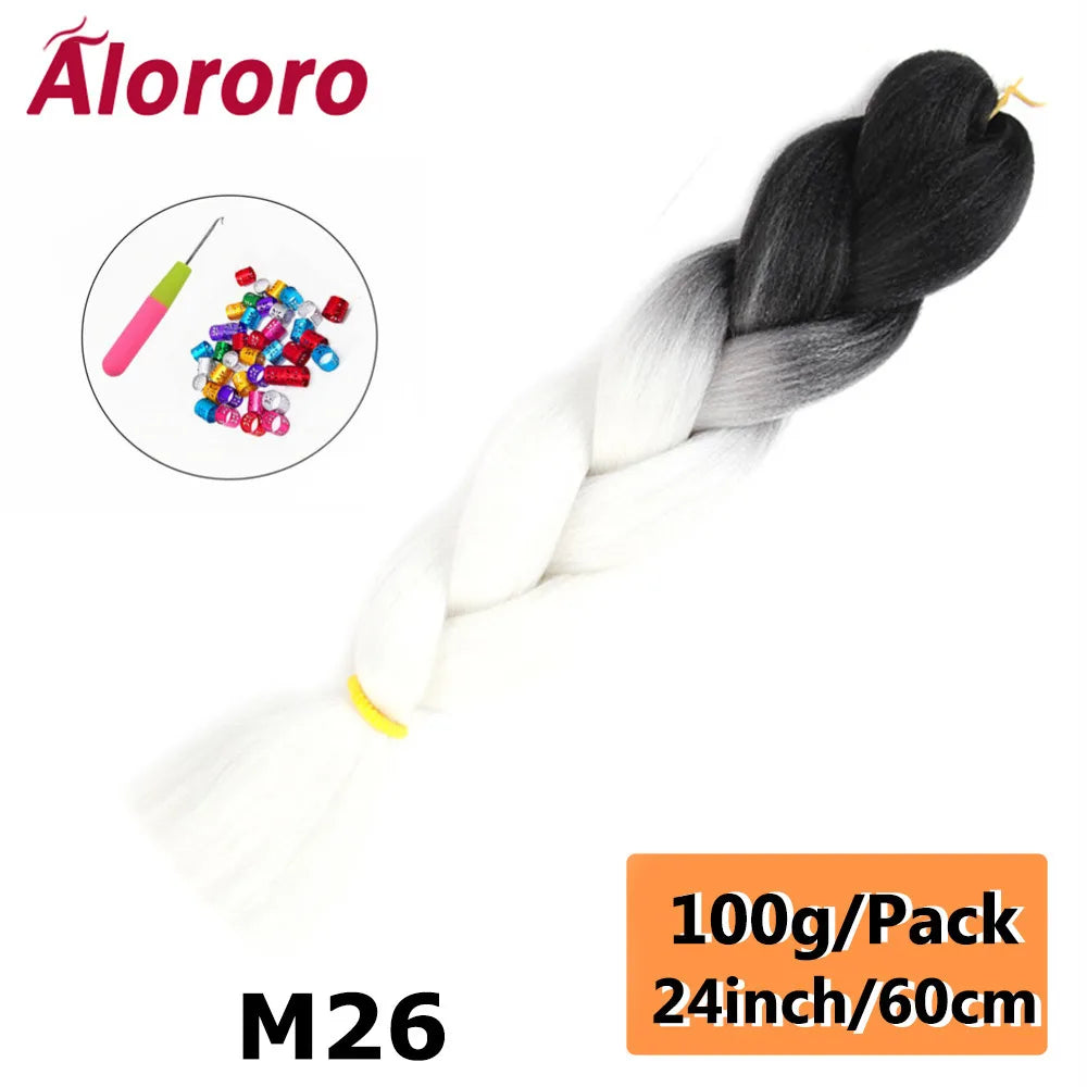 24 Inches Jumbo Braiding Hair Synthetic Hair Extensions Afro Ombre Crochet Braid Hair Wholesale For Women Alororo