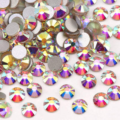 QIAO Glitter Rhinestones Crystal AB SS3-SS50 Non Hot Fix FlatBack Strass Sewing & Fabric Garment Rhinestone Nail Art Stone