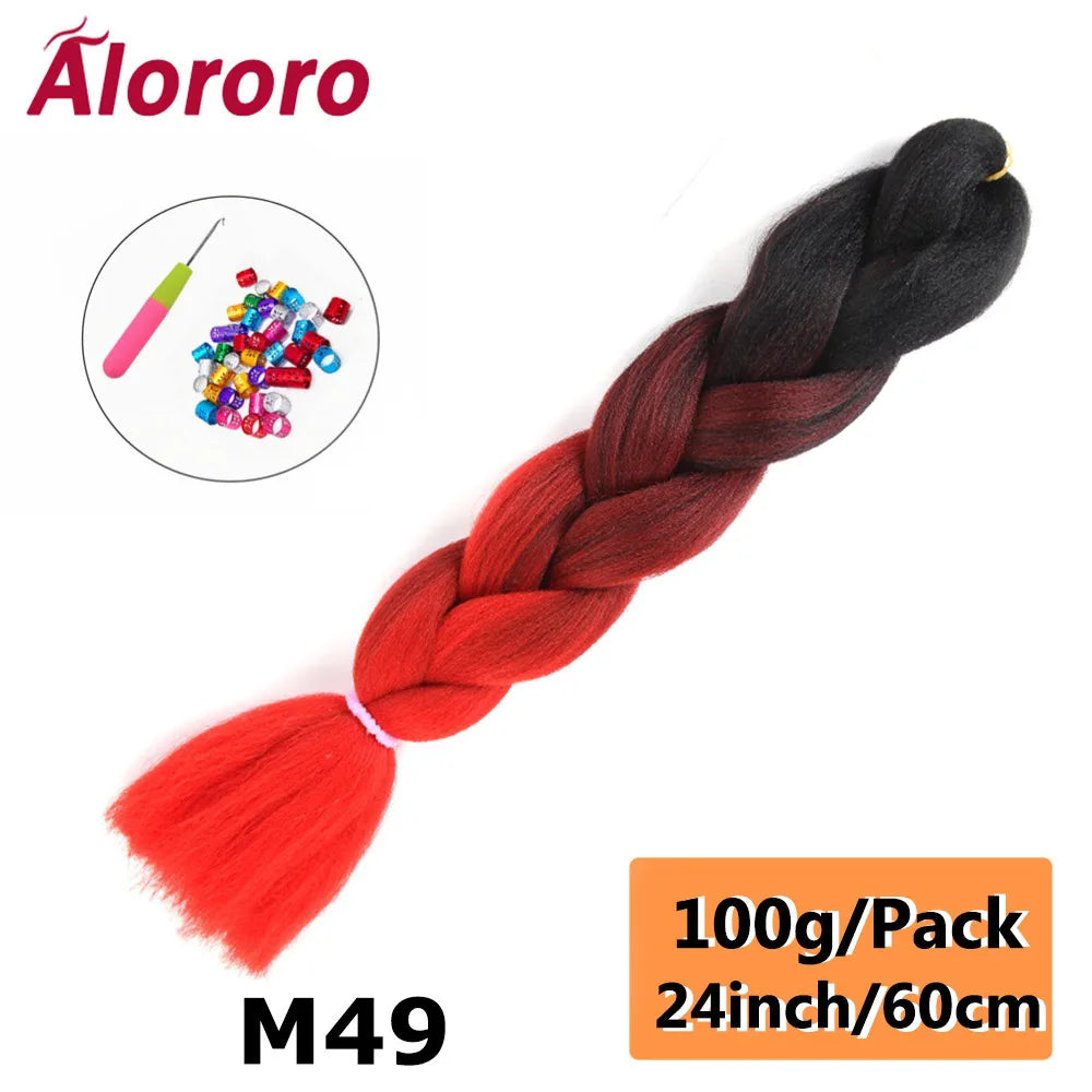 24 Inches Jumbo Braiding Hair Synthetic Hair Extensions Afro Ombre Crochet Braid Hair Wholesale For Women Alororo