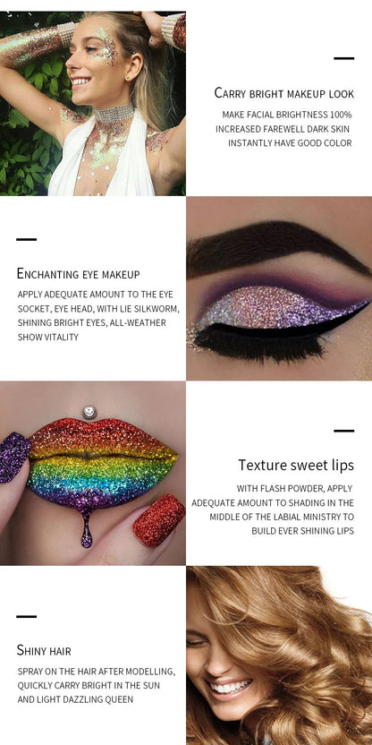 Shiny Ray Holographic Sequins Glitter Shimmer Pigment Eye Shadow Tattoo Lip Nail Body Glitter Festival Party Eye Makeup Powder