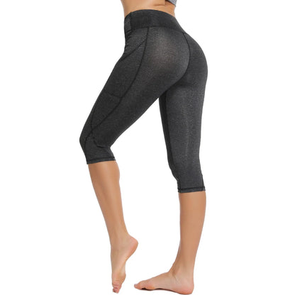 Women's Sports Pants 3/4 Gym Sport Woman Tights Casual Cropped Female Leggings For Fitness Women Yoga Pants with Side Pockets