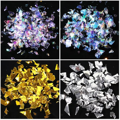 Irregular Glass Paper Nails Glitter Nail Flakes Slices Sparkly Sequins Paillette Tips 3D Nail Art Decoration DIY Manicure