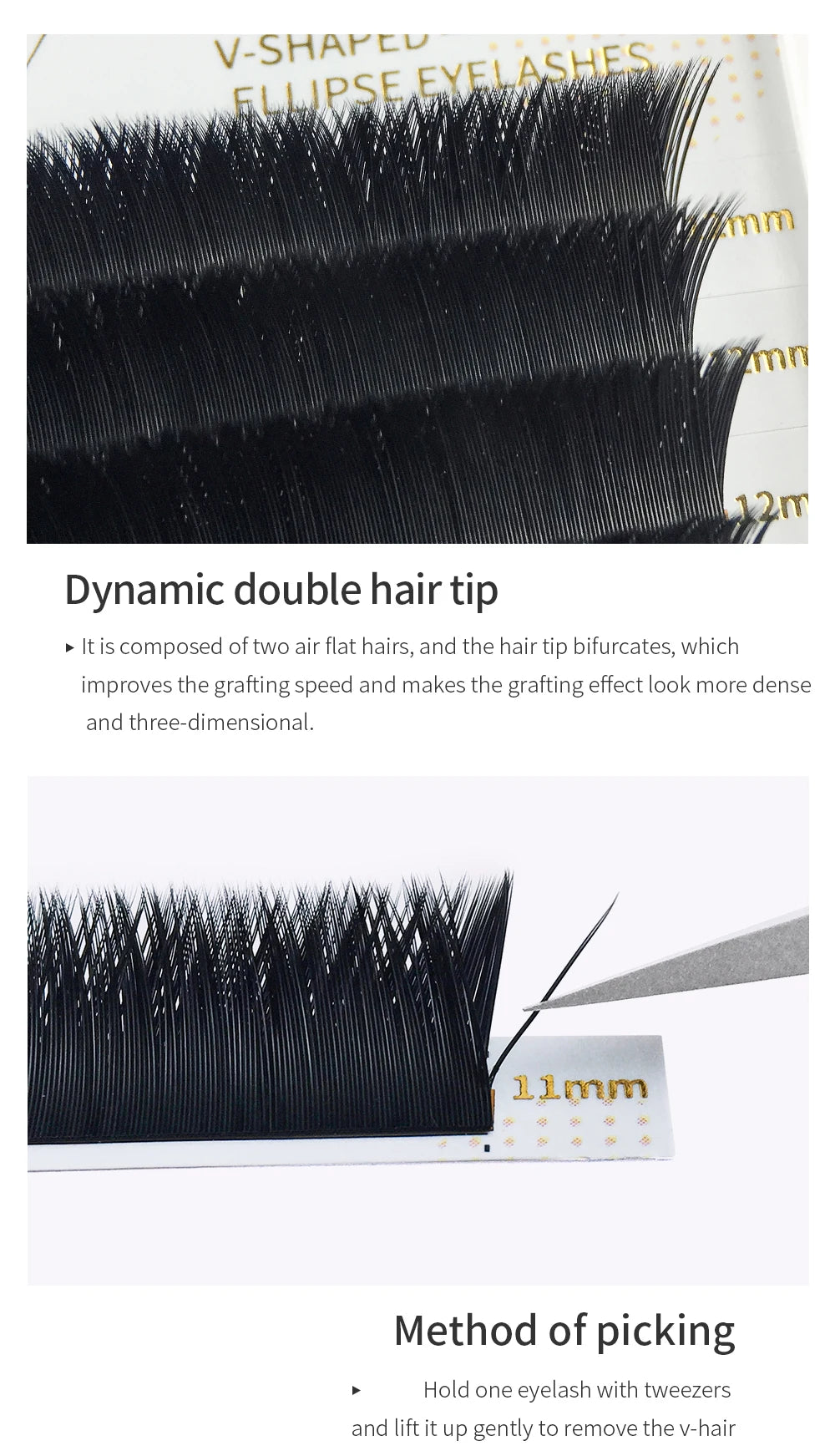 GLAMLASH  V Shape Auto-Fans 2D YY Eyelash Extension Soft Ellipse Flat Split Tips Premade Volume Premium Individual false Lashes