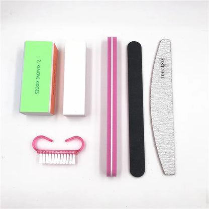 6pcs Nail Files 100\180 Nail Sanding Buffer Professional Nail Files Makeup Manicure Pedicure Set Nail Brushes Tool Extension Set