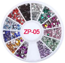 3D Nail Art Charms s/2-4.7mm Rhinestone in Wheel Design Stone Decorations Strass Jewelry DIY Nailart Adhesive Rhinestones Mix