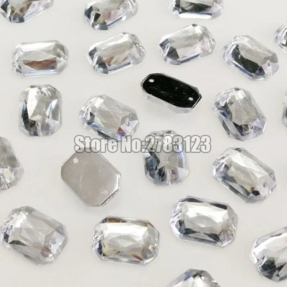 50pcs High quality flatback Acryl sew on rhinestones with two holes,diy/clothing accessories, 8x10mm 10x14mm 13x18mm 18x25mm