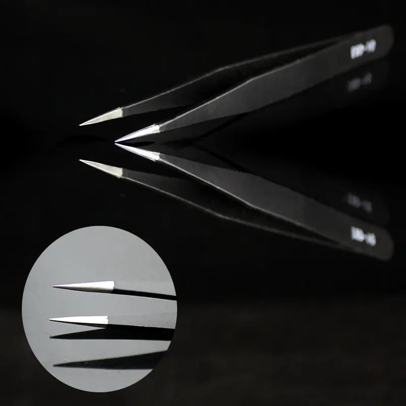 Qiao Excellent Quality Tweezers Bend+Straight New Stainless Steel Industrial Anti-static Cross Tweezers Sewing Accessories Tools