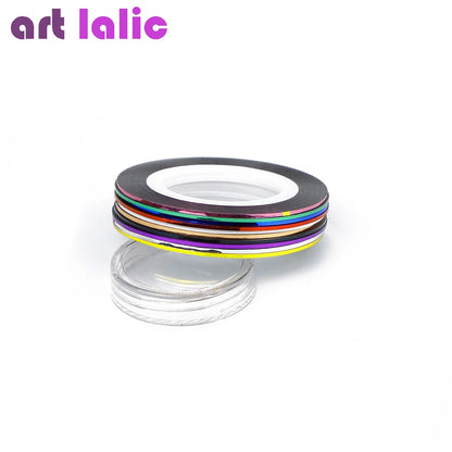 10 Rolls Nail Art Striping Tapes, Nail Liner Stickers, Nail Decals, 1mm Adhesive Stickers for Nail Tips Styling