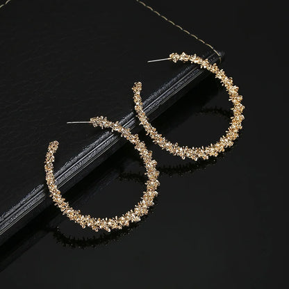 Fashion Hoop Earrings With Rhinestone Big Circle Earrings Simple Earrings Big Circle Gold Color Loop Earrings For Women