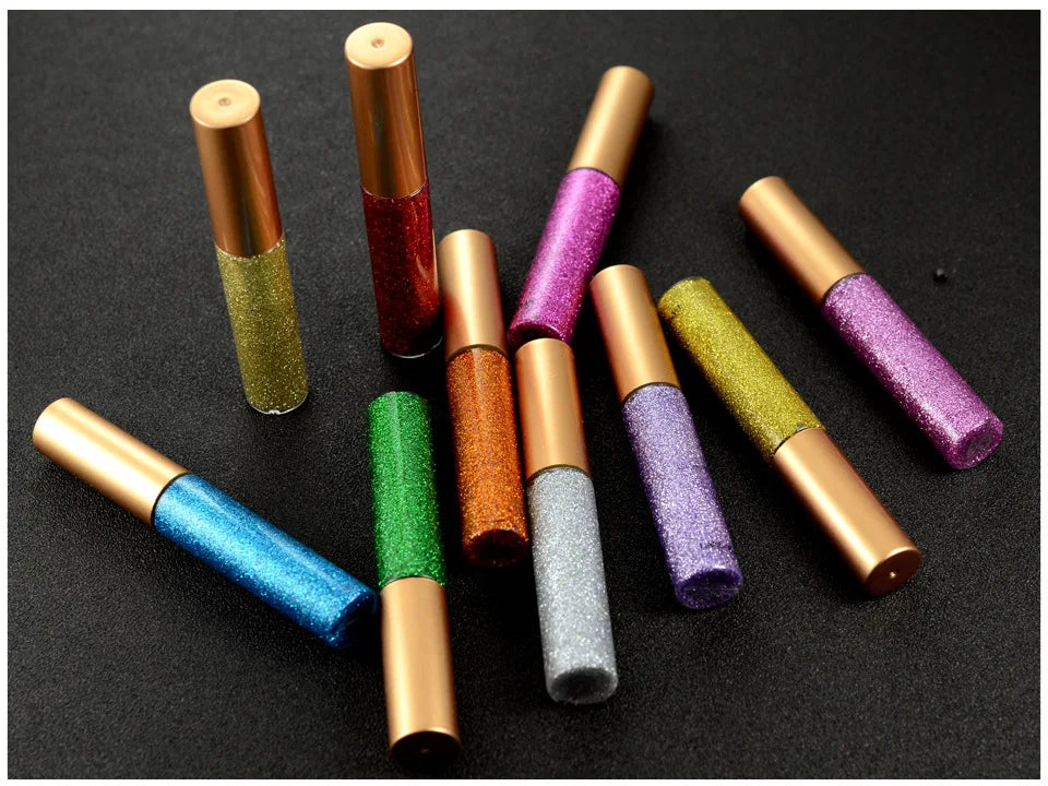 10 Colors White Gold Glitter Eyeshadow For Easy to Wear Waterproof Liquid Sequin Eyeliner pen Beauty Eye Liner Makeup tool