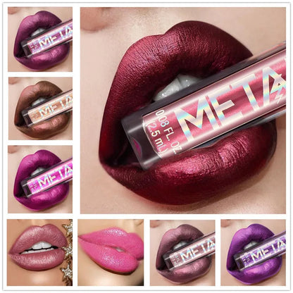 Metallic Glitter Liquid Lipstick Makeup Waterproof Metallic Lip Gloss Long-lasting Shimmer Metal Lip Glaze Tint Charming